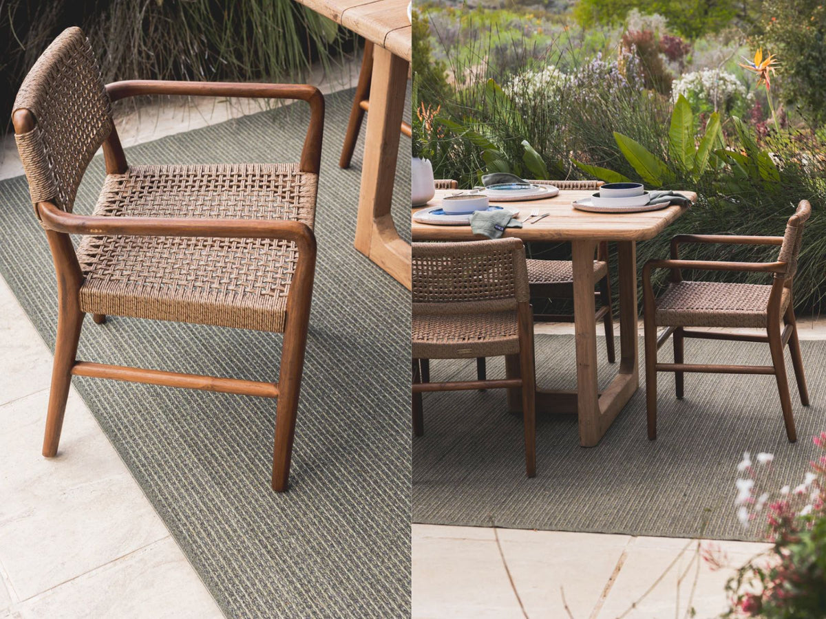 Goa Teak Dining Arm Chair in Bark
