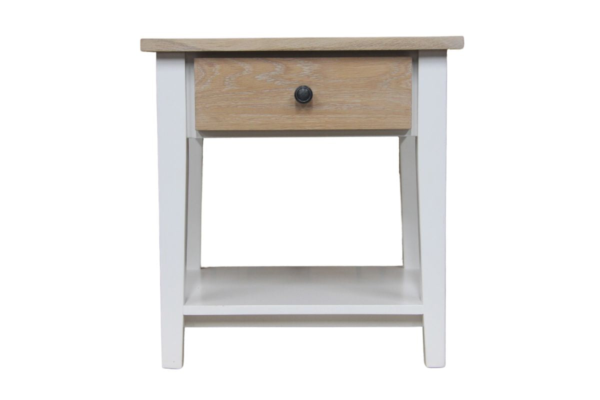 Orchard White + Oak Pedestal