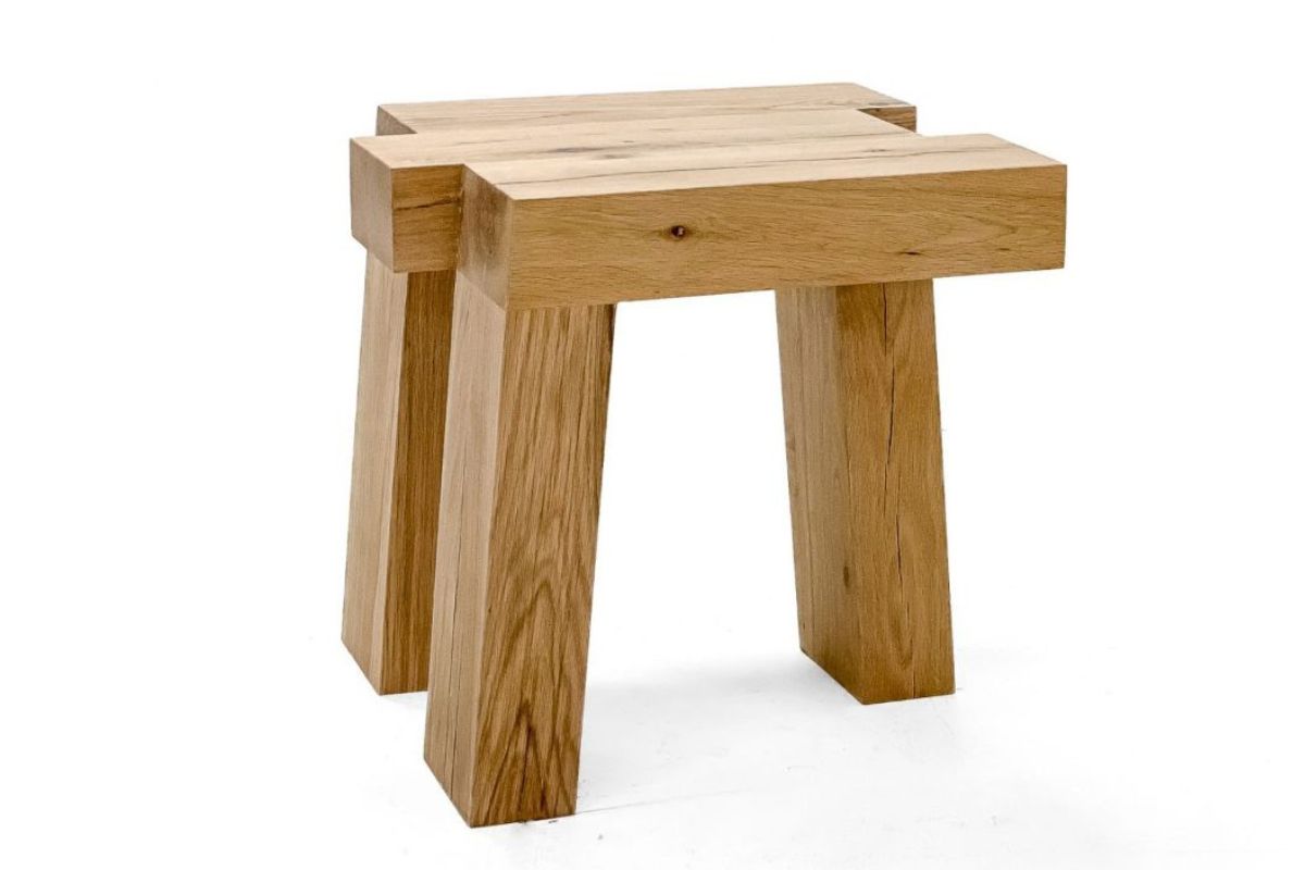 Slant Oak Side Table