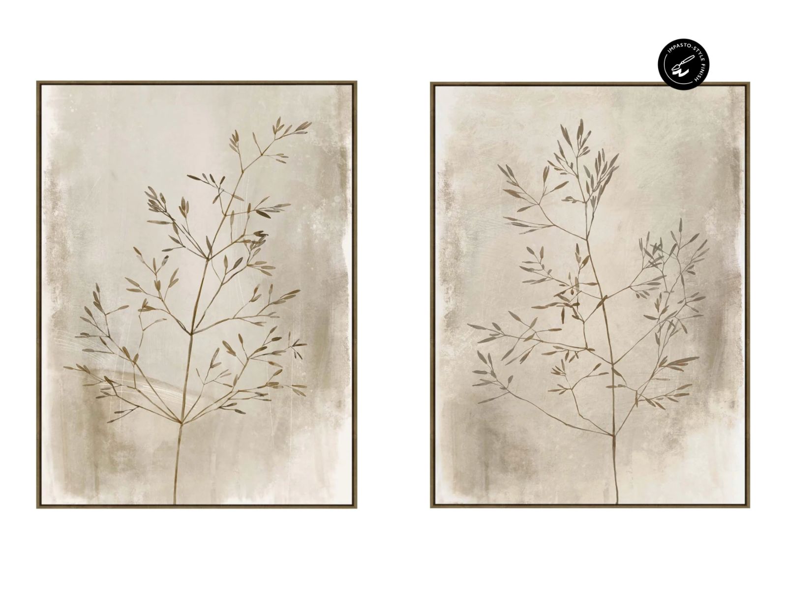 Stems & Leaves Set of 2 Wall Art in Crema