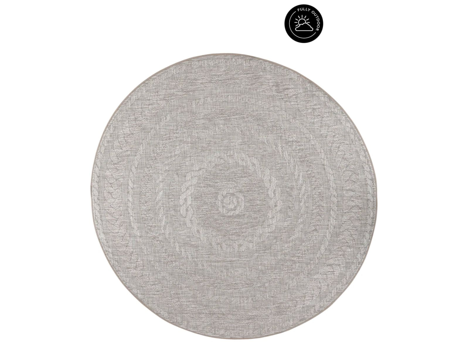 Whirlpool Outdoor Round Rug in Feather