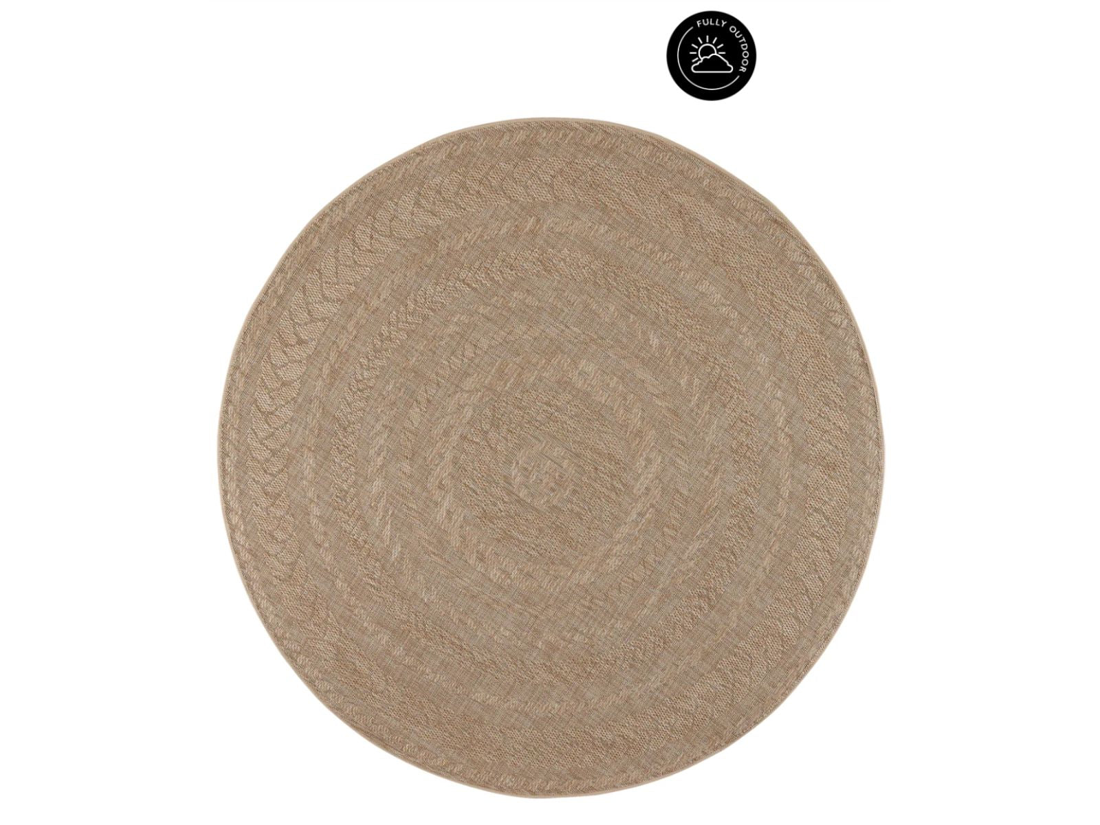 Whirlpool Outdoor Round Rug in Warm Sand